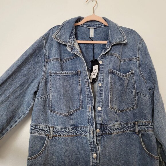 Future Collective Womens Size 18 Denim Shirt Dress With Button Front & Pockets L - Picture 3 of 8